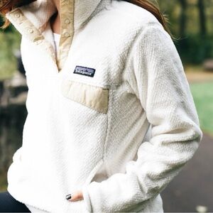 Patagonia - women’s Re Tool snap -T fleece sweater pullover white top size XS